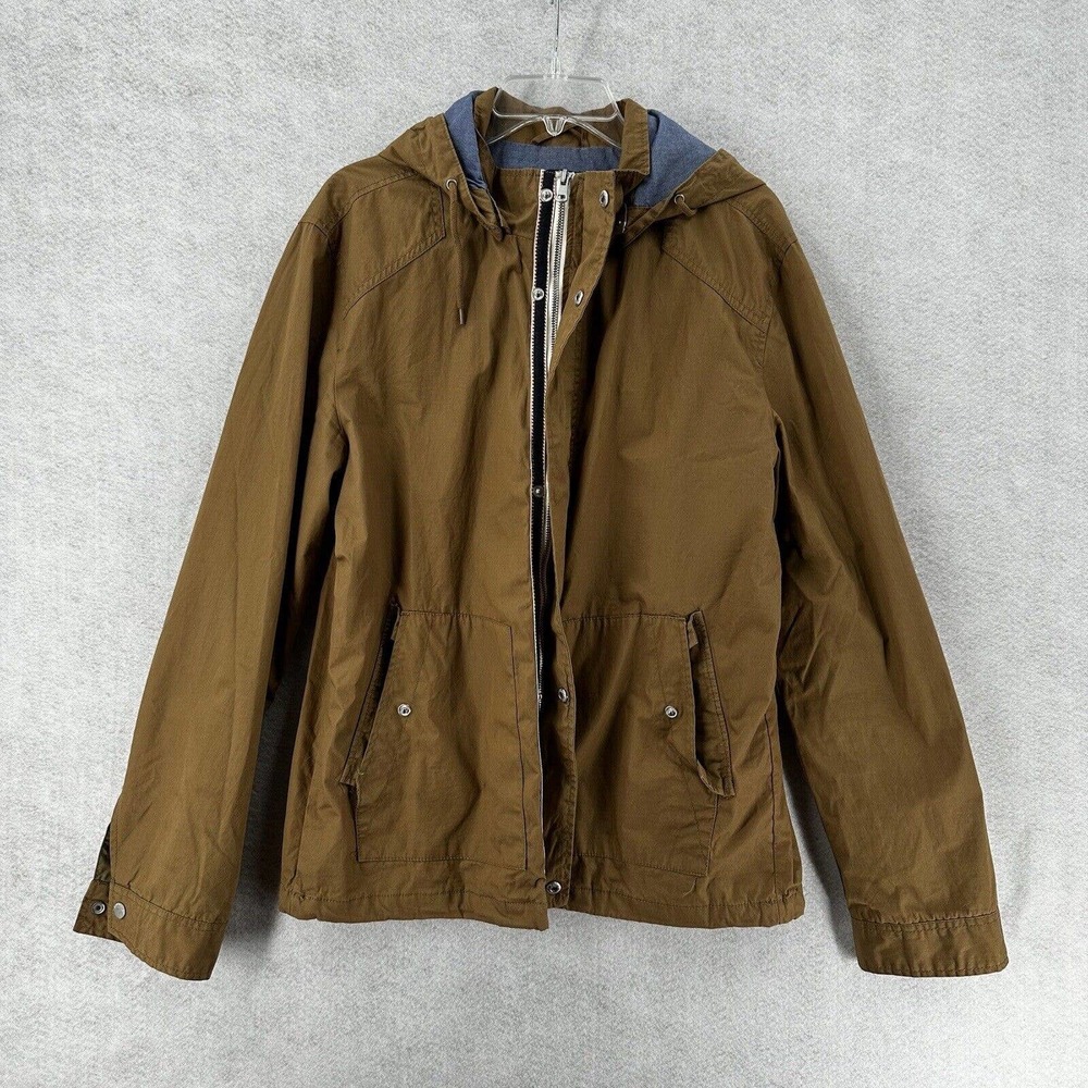 Meters/Bonwe Jacket‎ Mens XXL Full Zip Tan Brown Hooded Pockets Lined 185/104B